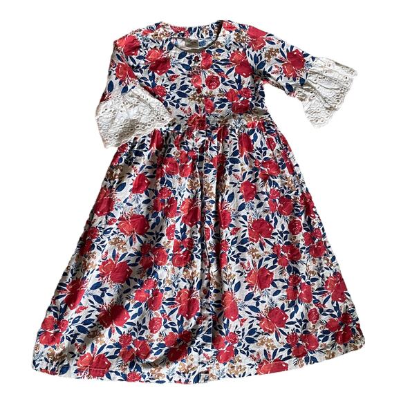 Utsa Kids Floral Dress Kids Sz 7-8 - Picture 5 of 11
